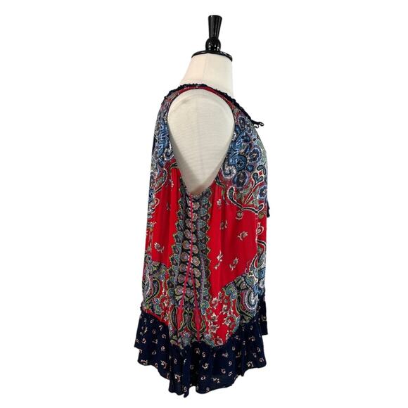 Bila Swing Top Bohemian Asymmetrical Red Hem Tie Neck Women’s Size XXL Plus - Picture 3 of 11